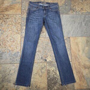 DL1961 Tory Slim Straight Jeans Size 28 Blue Medium Wash Whisker Front Zip Fly